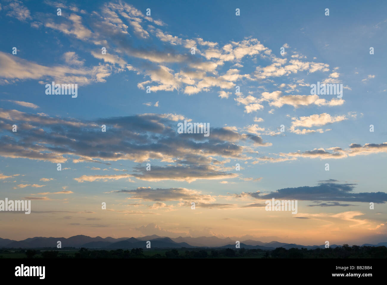 Blue sky, clouds and mountain range, 'South Africa' Stock Photo