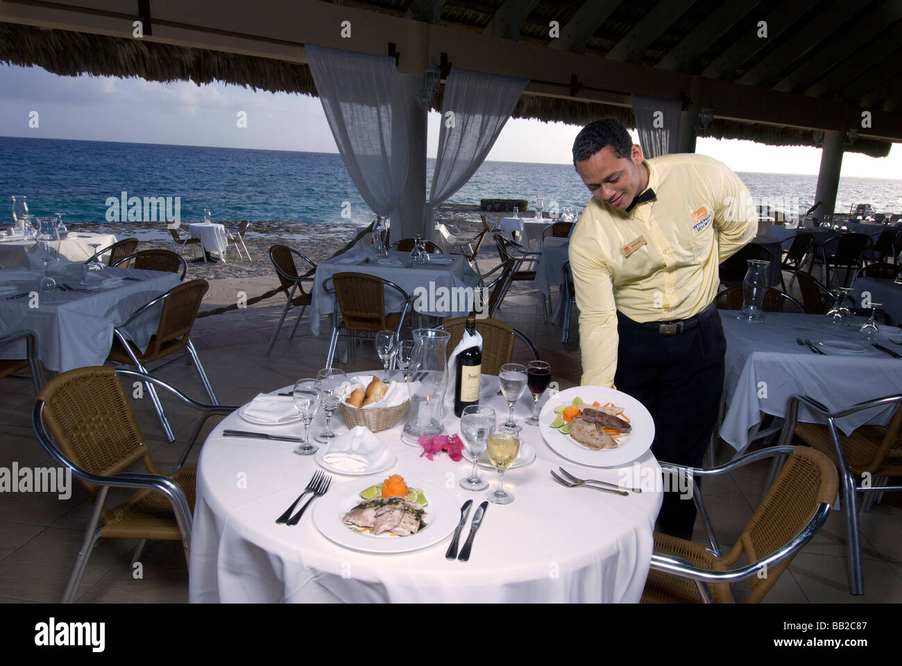 Dominican Republic, Bayahibe, Viva Wyndham Dominicus Beach, La Roca Grill Stock Photo
