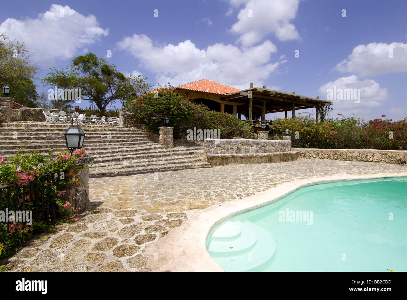 Dominican Republic, Chavon, Casa de Campo, Altos de Chavon, Dye Fore Golf  course, pool house Stock Photo - Alamy