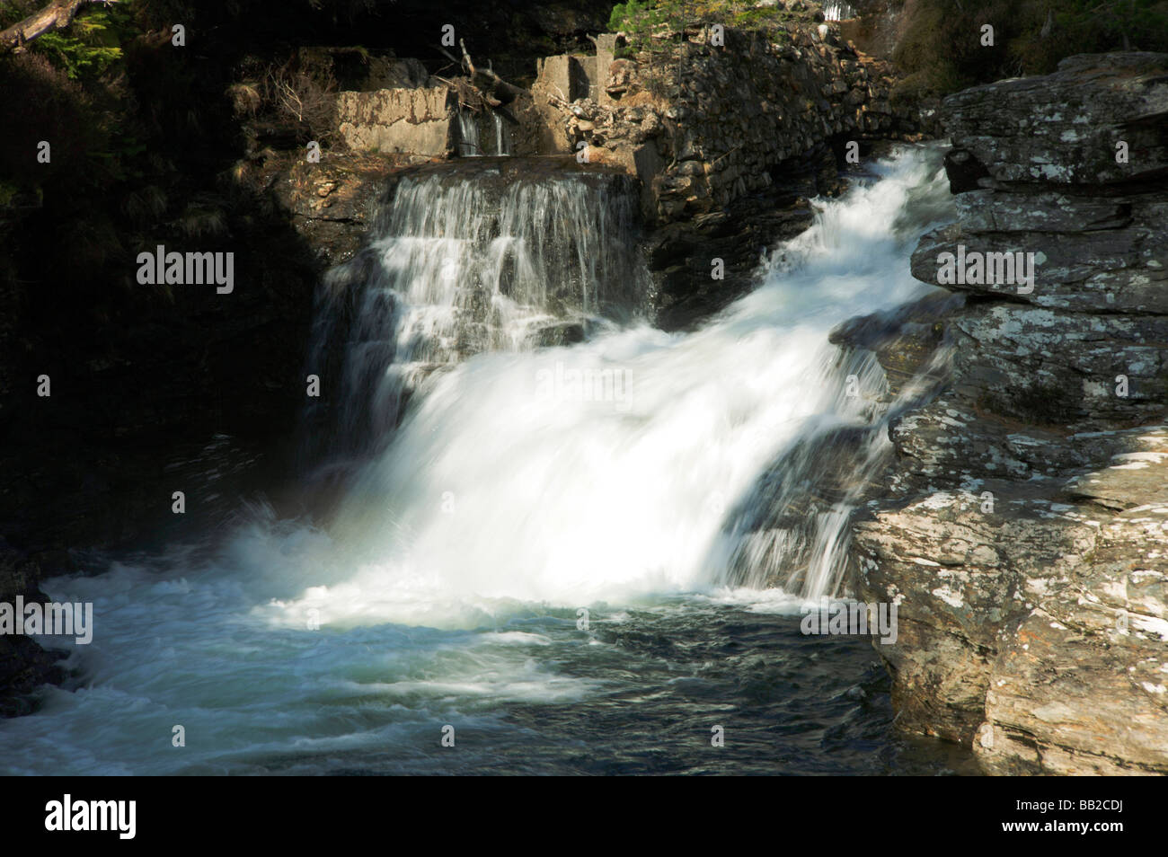 Waterfall and salmon ladder on Lui Water, Linn of Dee, near Braemar