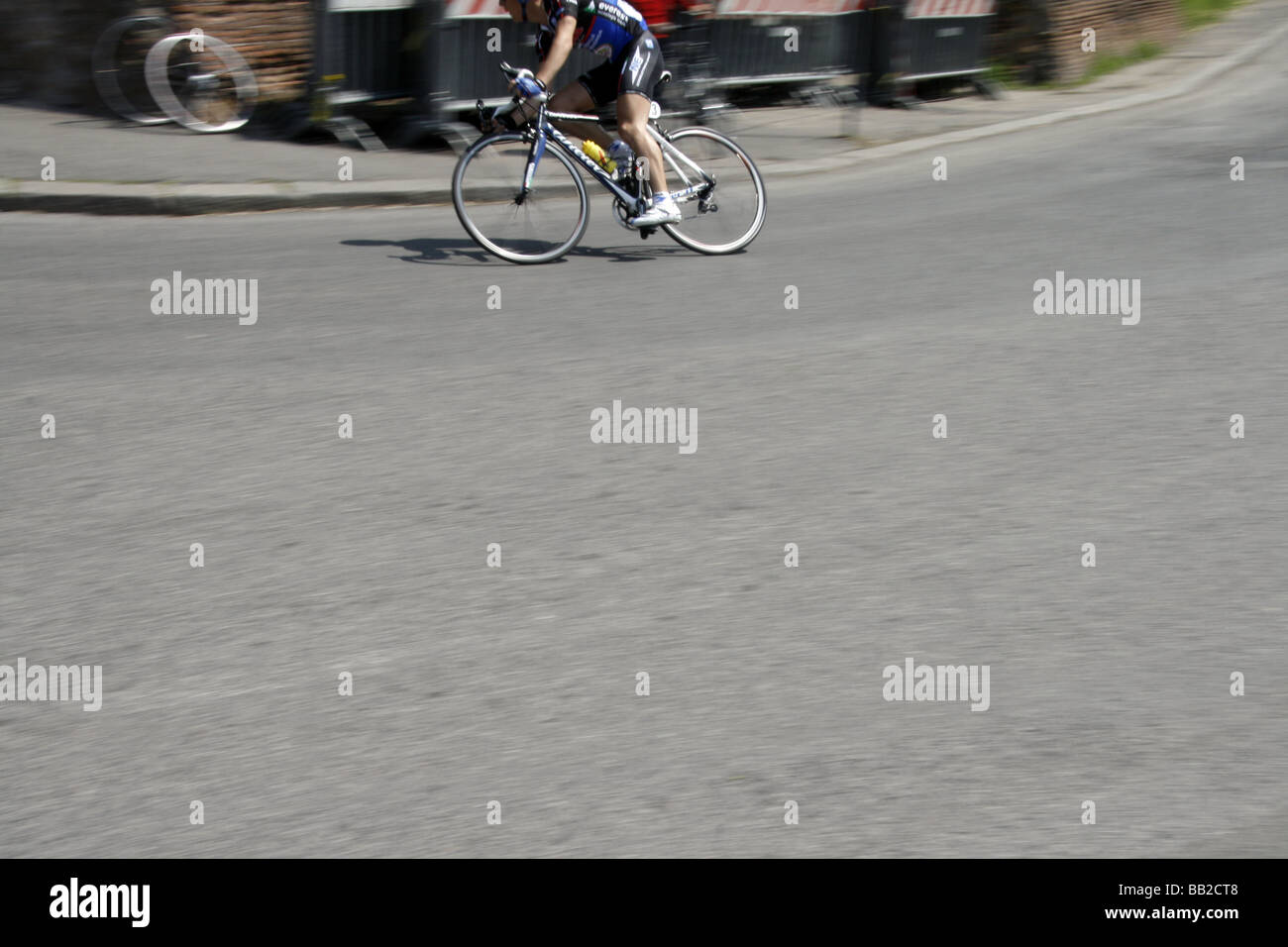 professional bike rider in road street race in city town Stock Photo ...