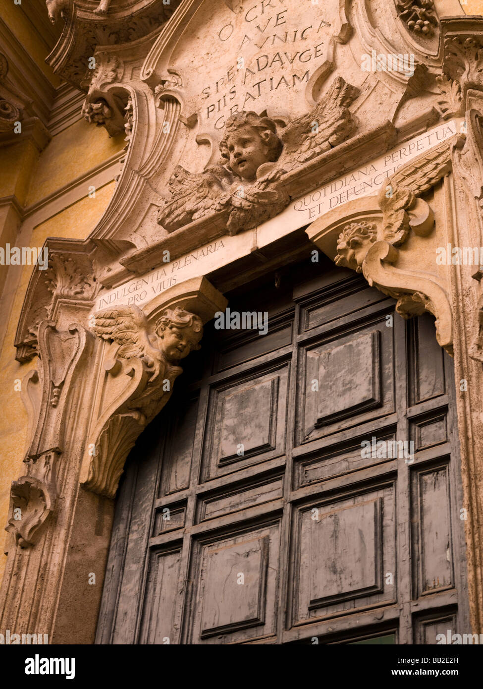 Detail of apartment house entrance in renaissance style; Rome, Italy Stock Photo