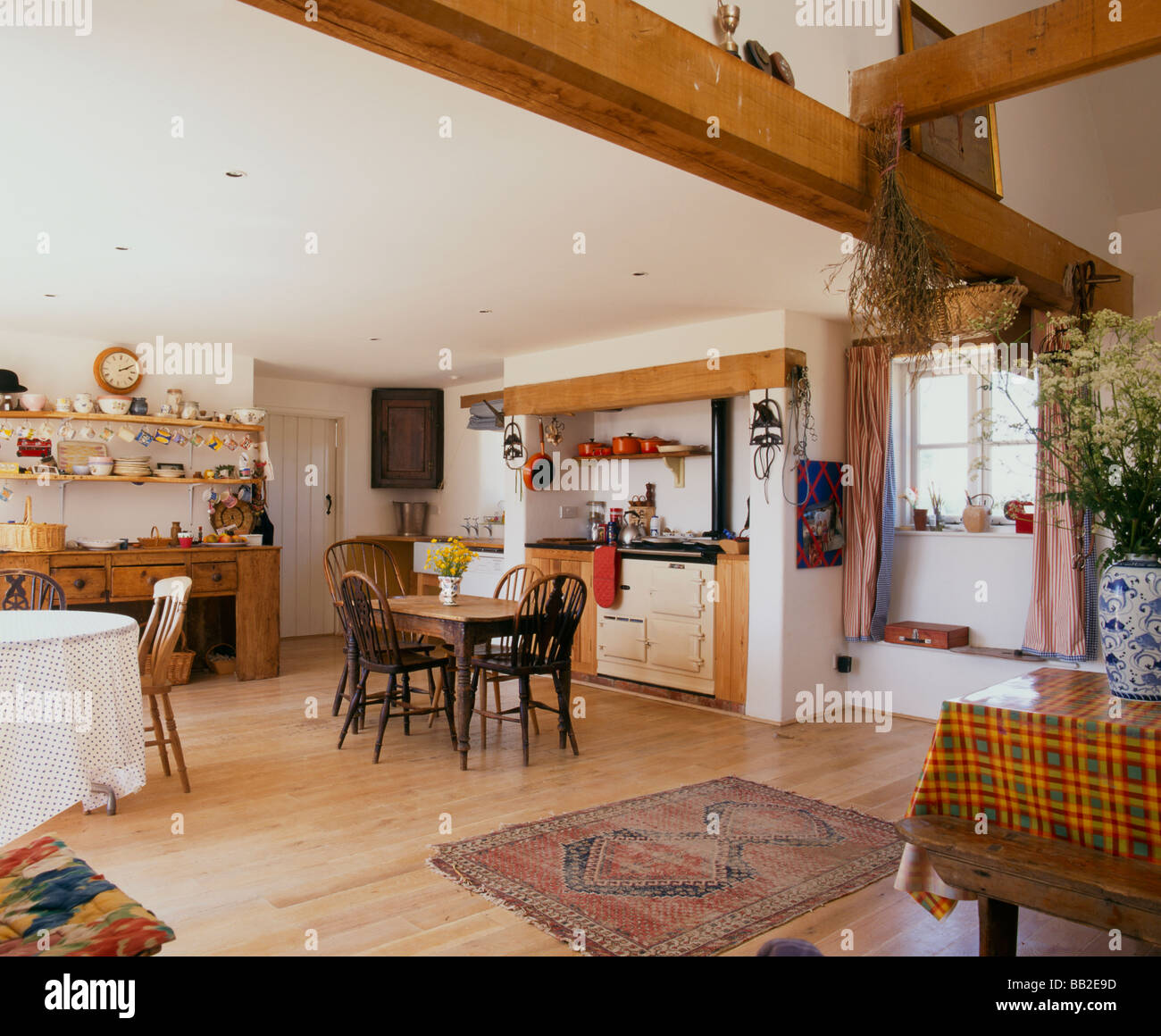 UK house interior, large farmhouse style kitchen Stock Photo