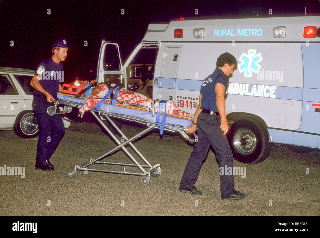 injury victim patient ambulance EMT emergency accident auto car vehicle gurney treat medical