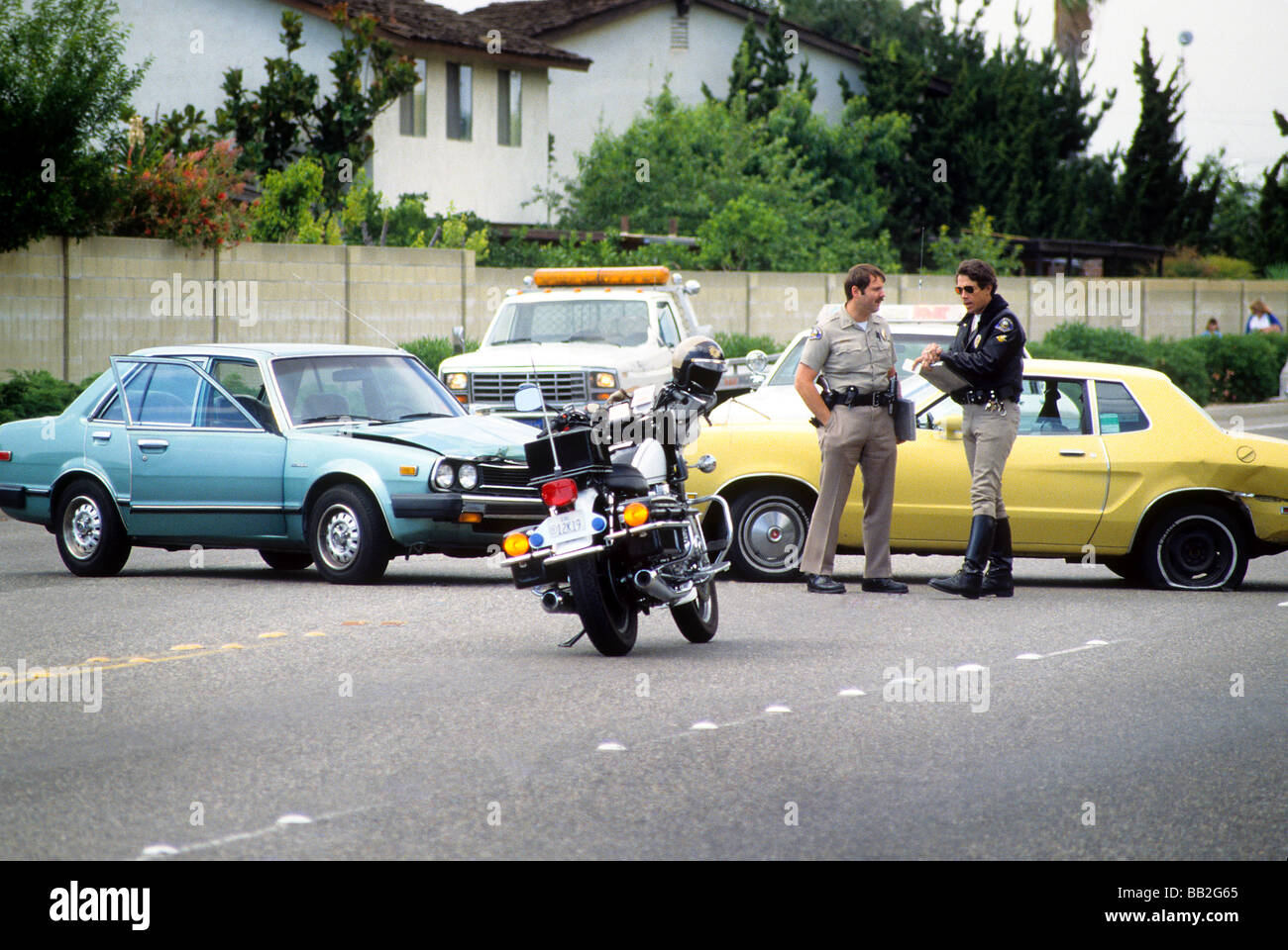 car auto accident crash police response motor emergency insurance Stock