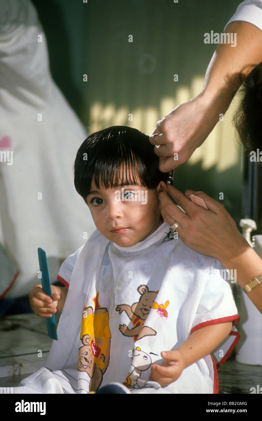 One Year Old Hispanic Boy First Haircut Learn Grow Experience Trim