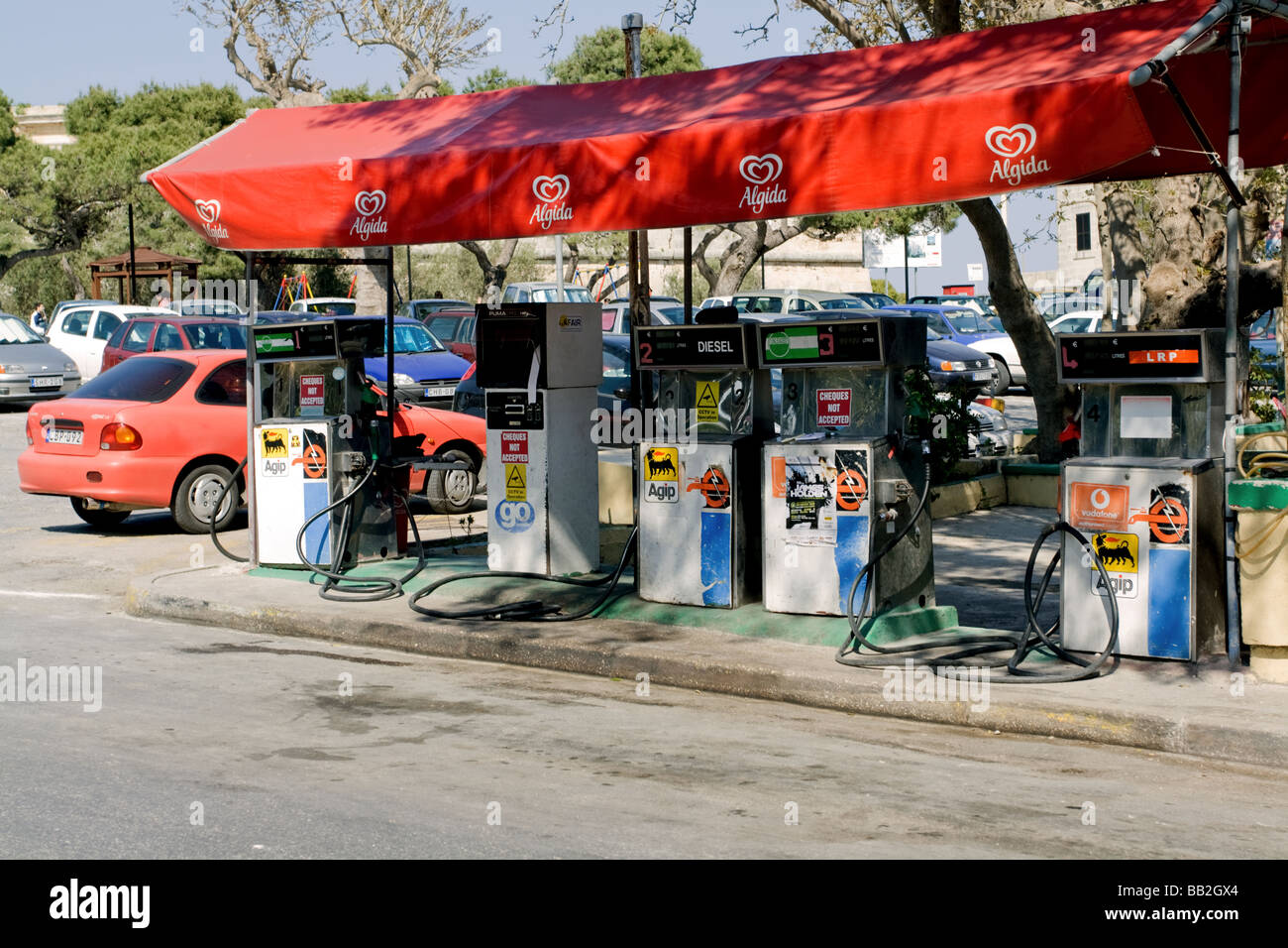 Old style petrol station in Rabat, Malta Stock Photo Alamy