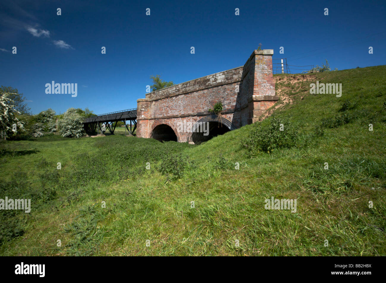 Thomas Telford's Cast Iron Aqueduct carrying the Shropshire Union Canal over the River Tern