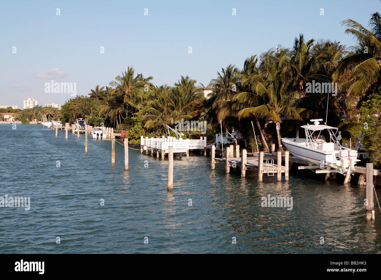 Waterfront of Luxury homes in Miami, Florida USA Stock Photo Alamy