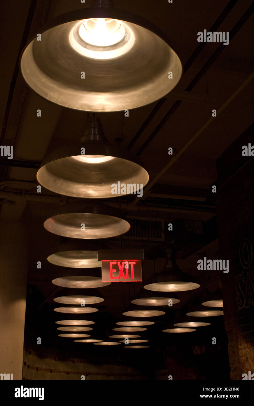 Light fixtures in Chelsea Market, New York Stock Photo