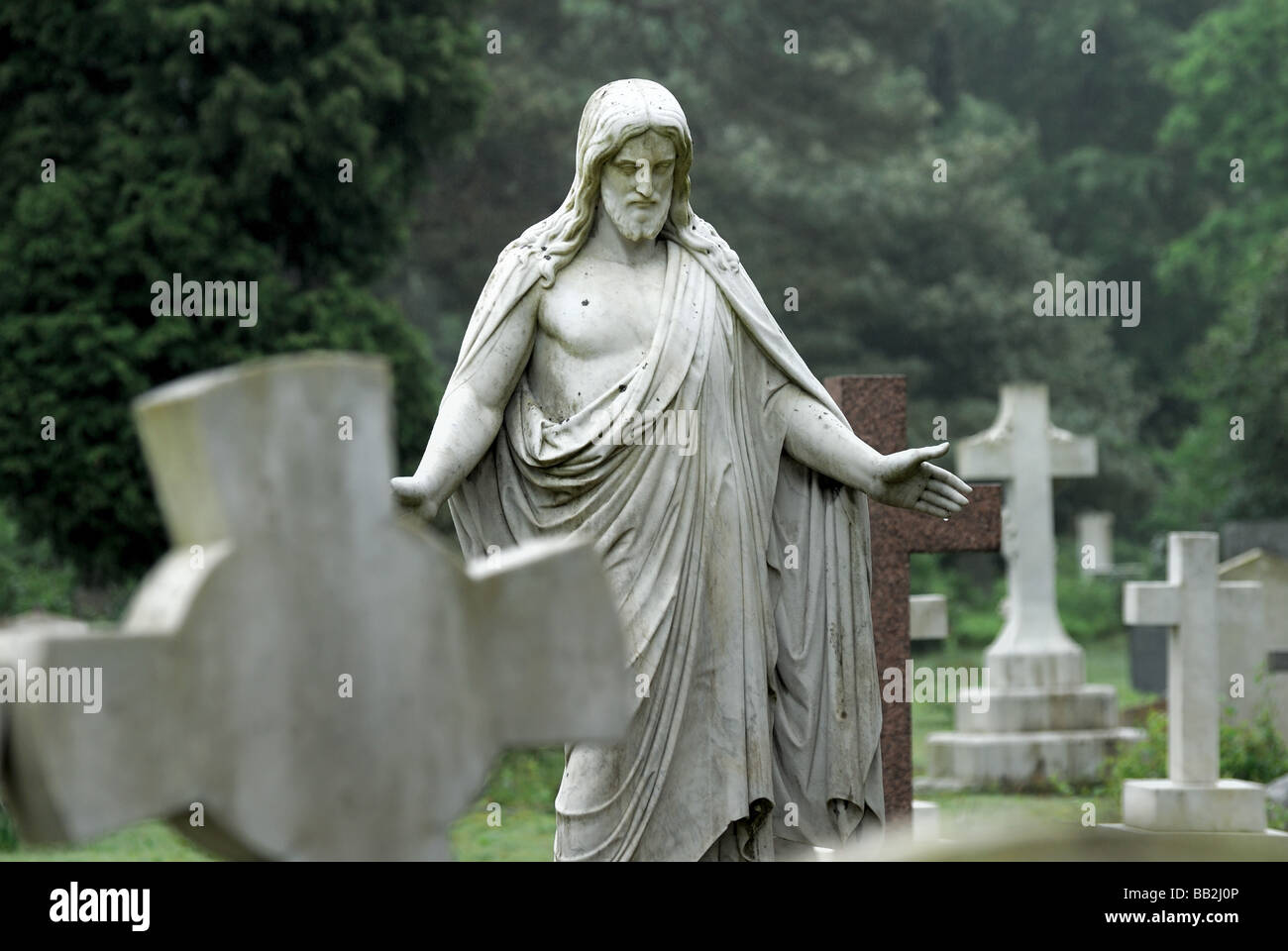 Monuments in the Victorian cemetery at Brookwood Surrey England UK Stock Photo