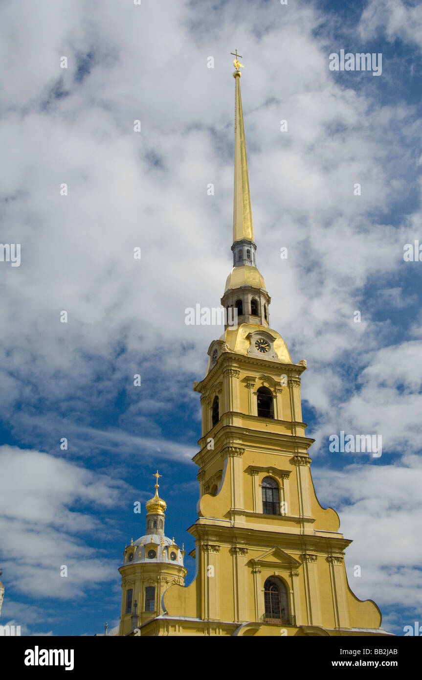 Russia, St. Petersburg, Hare Island, Peter and Paul Fortress, Bell Tower. SS Peter & Paul Cathedral (aka Petropavlovsky Sobor) Stock Photo
