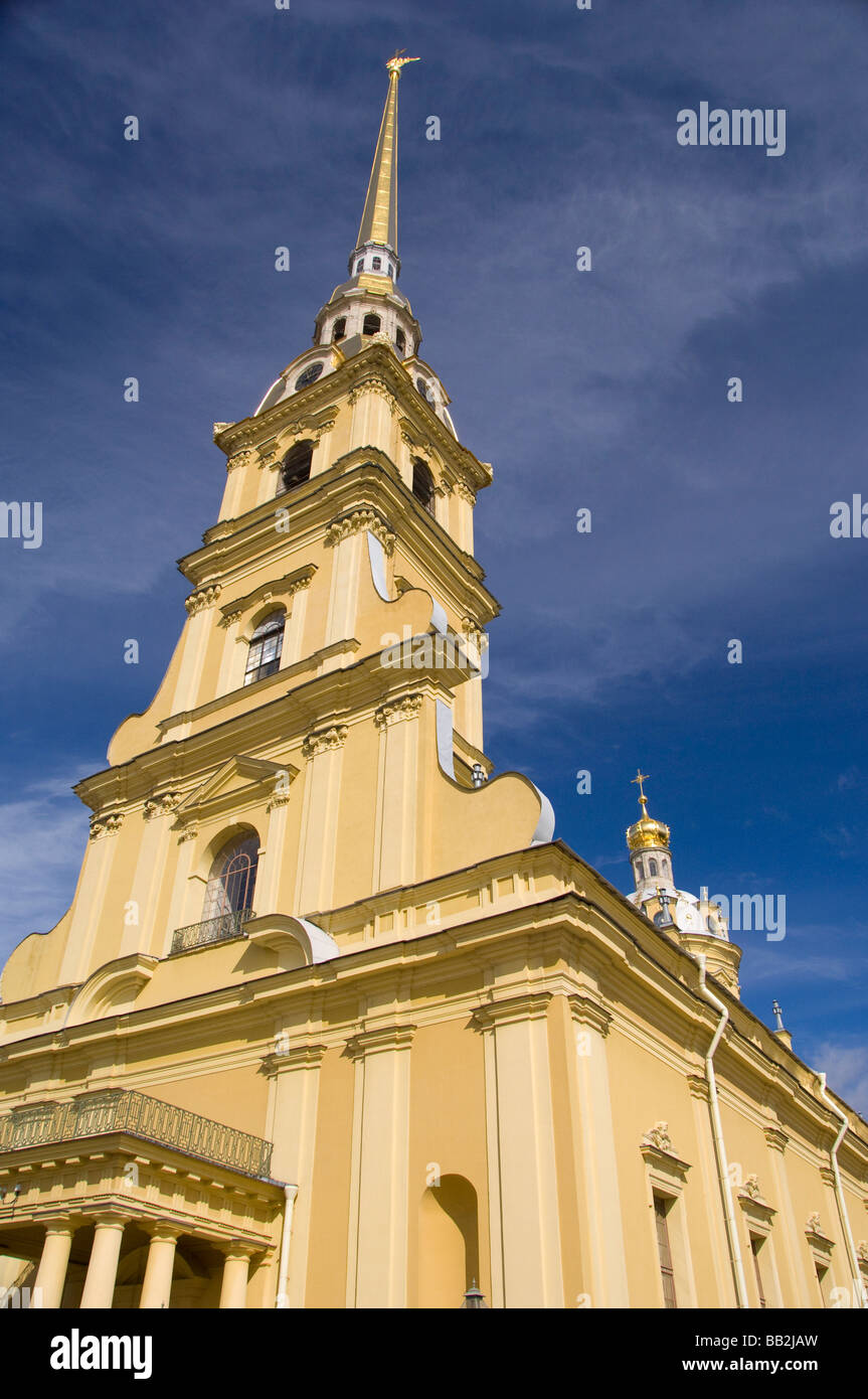 Russia, St. Petersburg, Hare Island, Peter and Paul Fortress, Bell Tower. SS Peter & Paul Cathedral (aka Petropavlovsky Sobor) Stock Photo