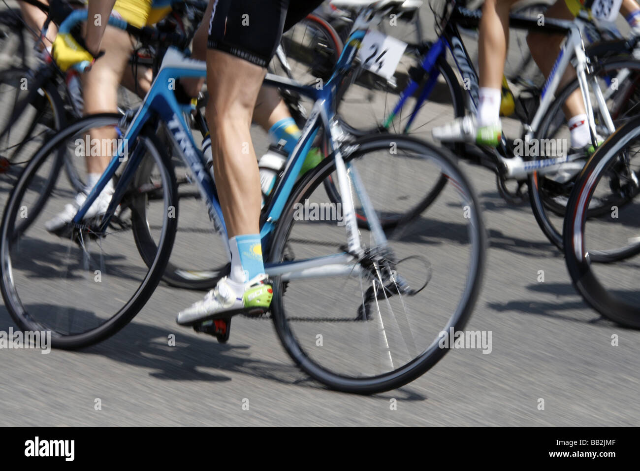professional bike riders in road street race in city town Stock Photo ...