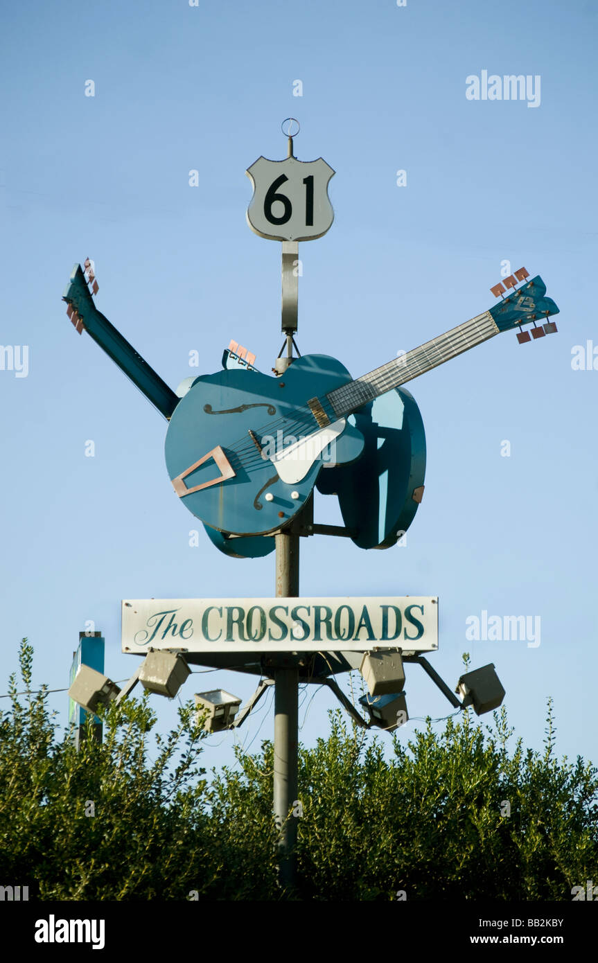 The sign at The Crossroads of Highway 49 and 61 in Clarksdale, Mississippi  Stock Photo Alamy