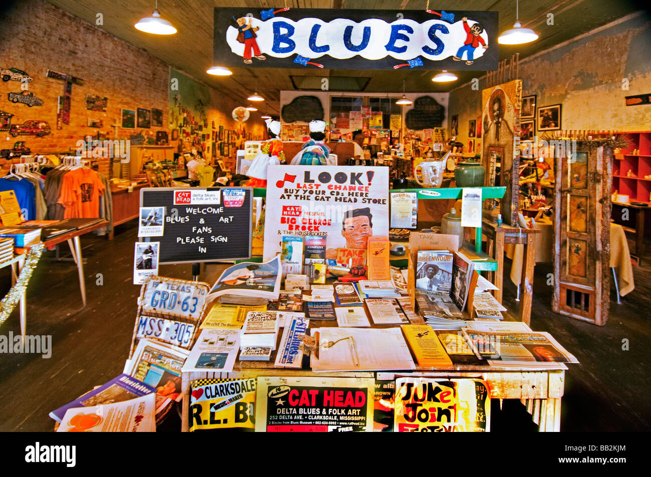 Interior of the Cat Head Delta Blues and Folk Art record store in Clarksdale, Mississippi Stock Photo