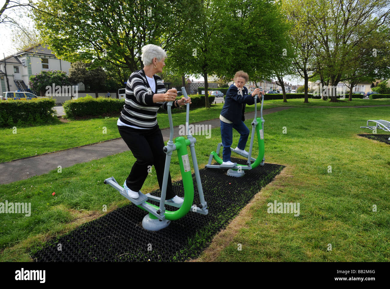 The Wicksteed Xersape circuit fitness playground an outdoor gym playground for old people in Eastbourne Stock Photo Alamy