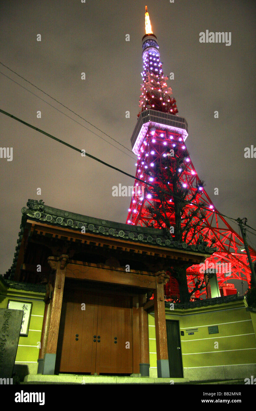 Tokyo Tower illuminated at night Tokyo Japan Stock Photo - Alamy