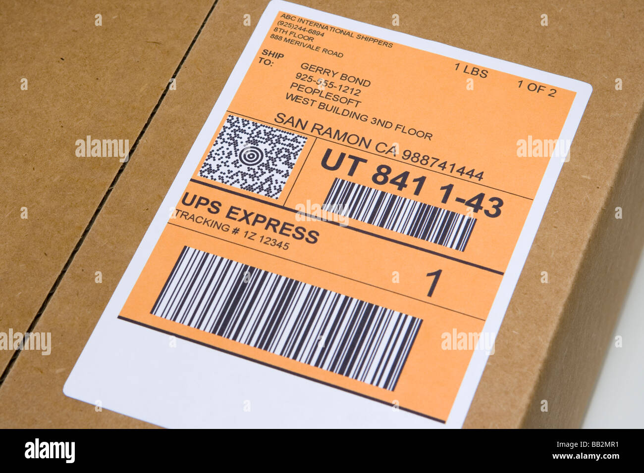 Package ready for shipping bearing Maxicode Stock Photo Alamy