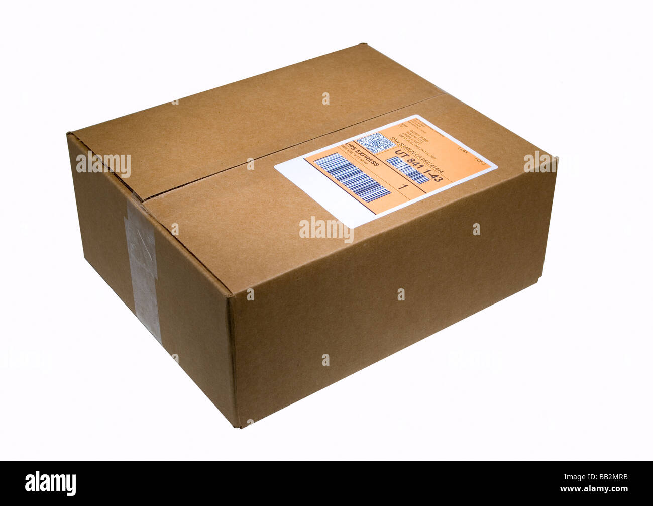 Package ready for shipping bearing Maxicode Stock Photo