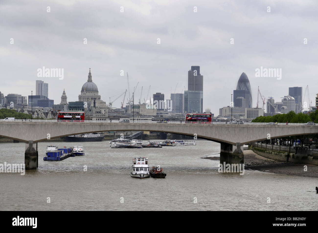 London City Syline and Thames River Stock Photo
