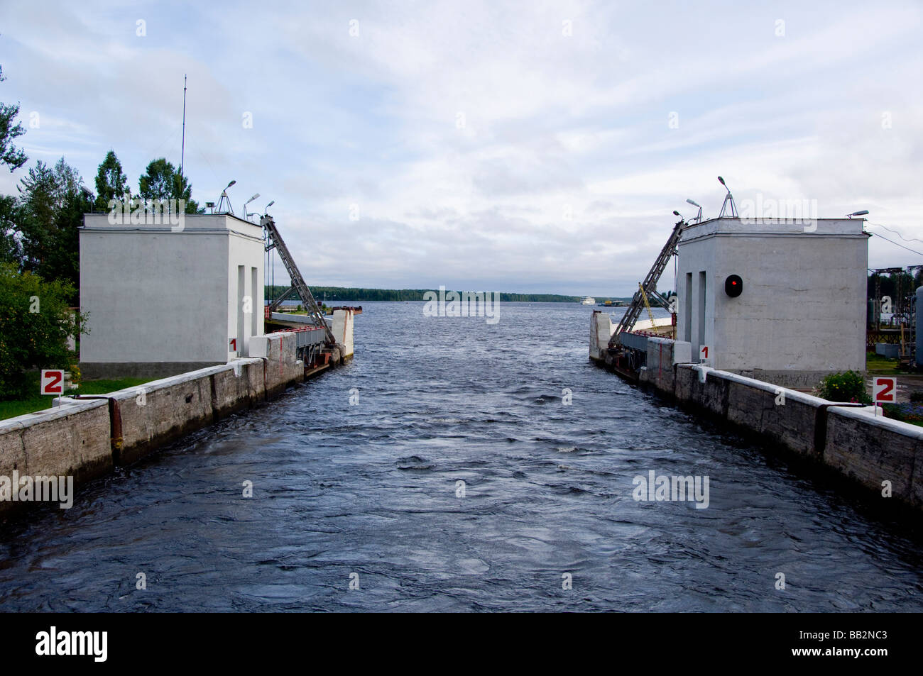 Russia, Svir River (aka The Blue Route), lock area. Stock Photo