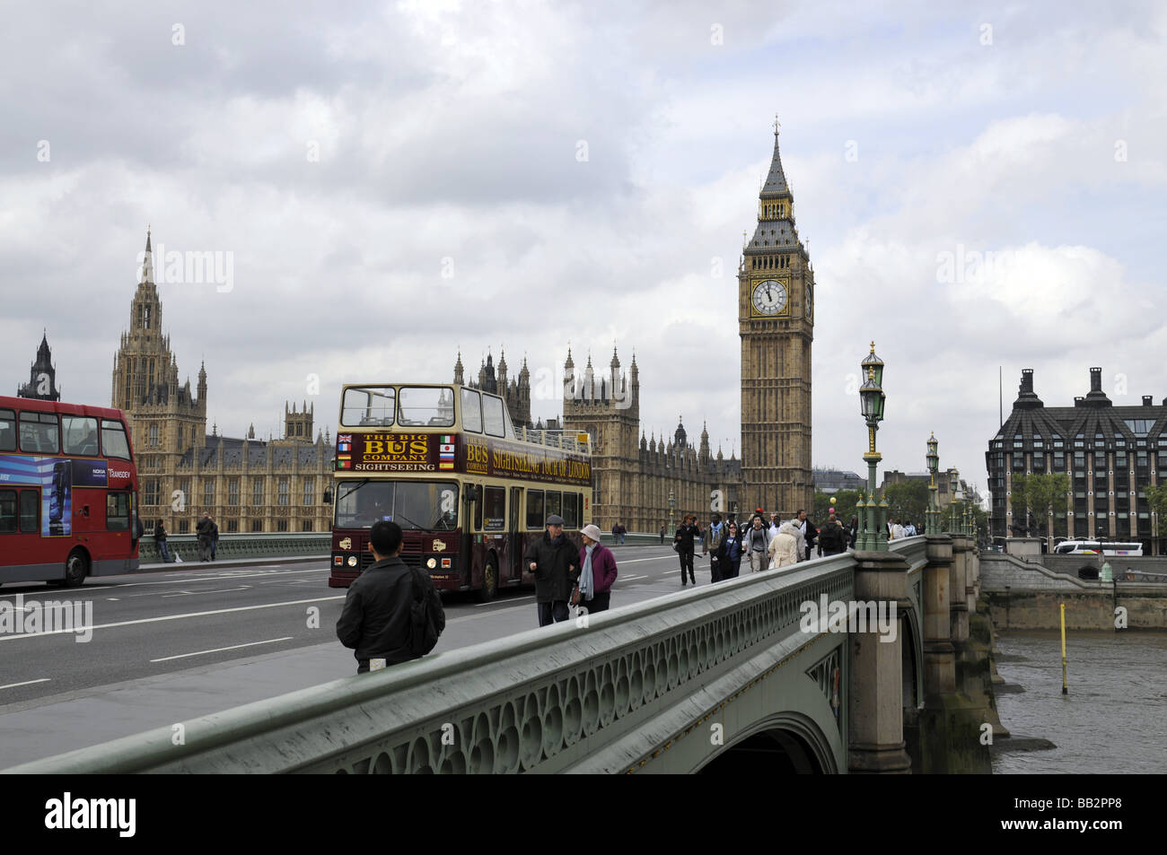 London Westminster Bridge Houses of Parliament Stock Photo
