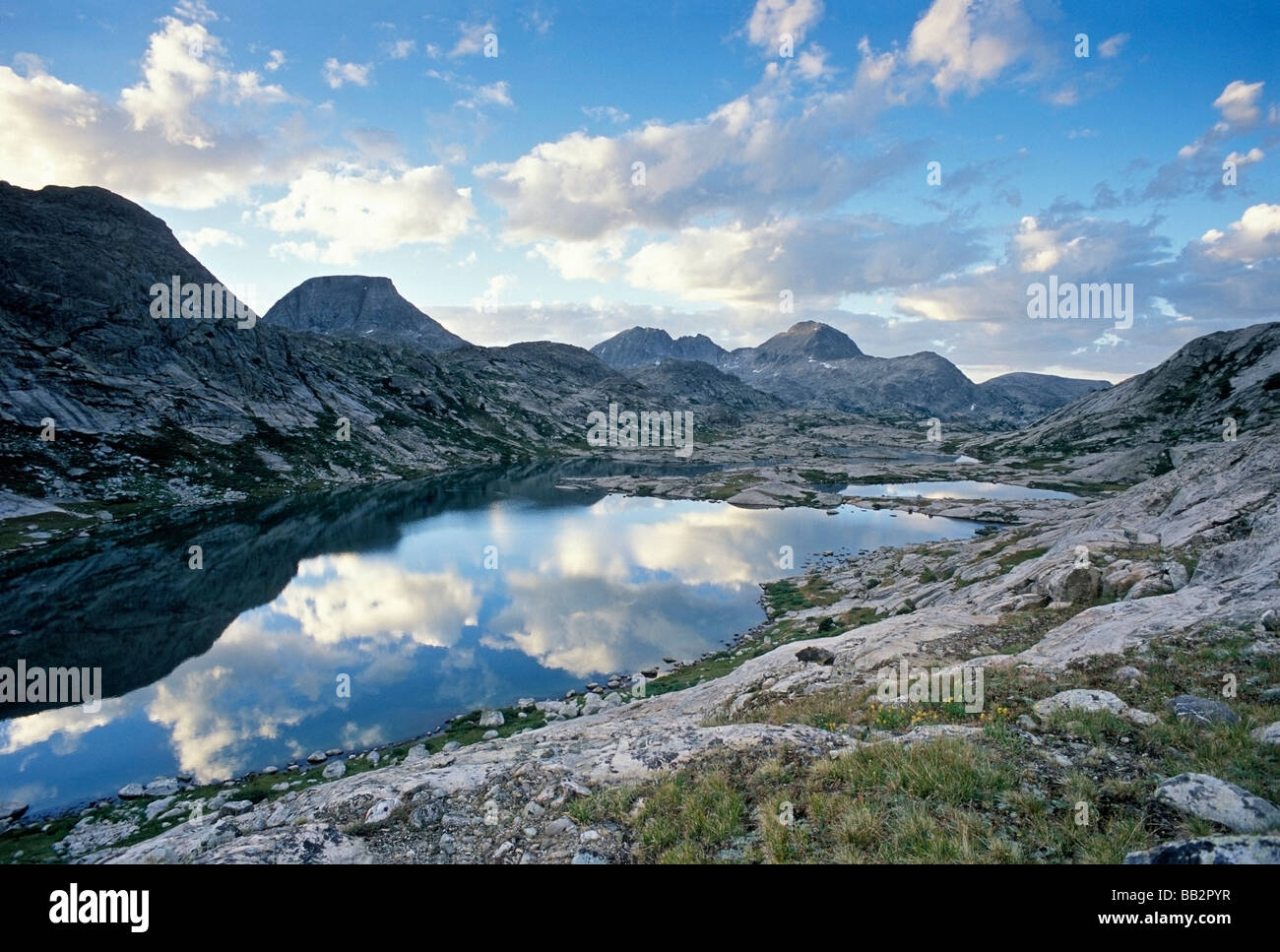 Sunrise over Lower Lake; Wind River Range, Wyoming, USA Stock