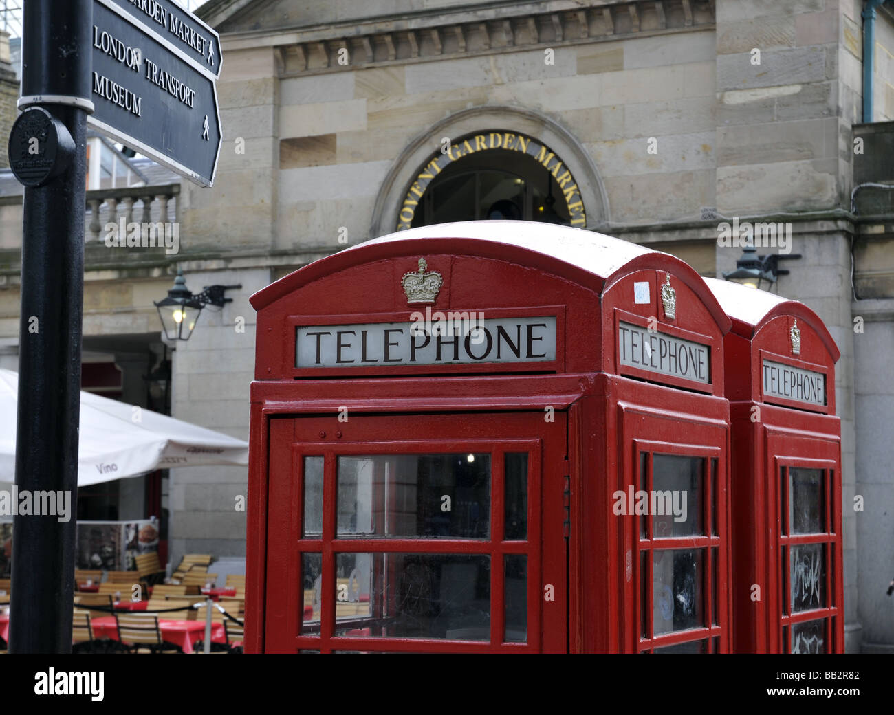 London Covent Garden phone boxs Stock Photo