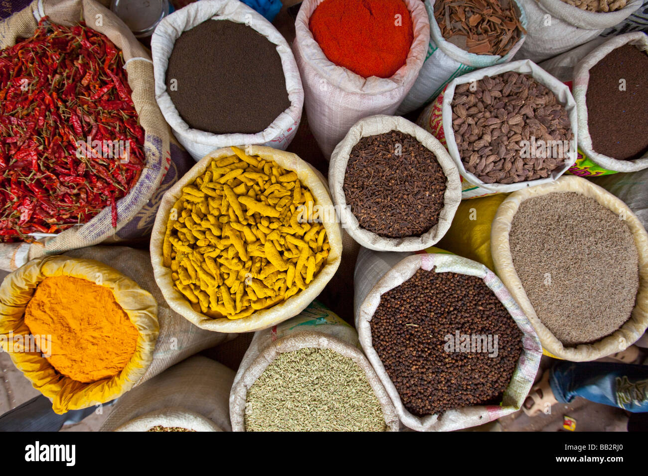 Spices in the Spice Market in Delhi India Stock Photo