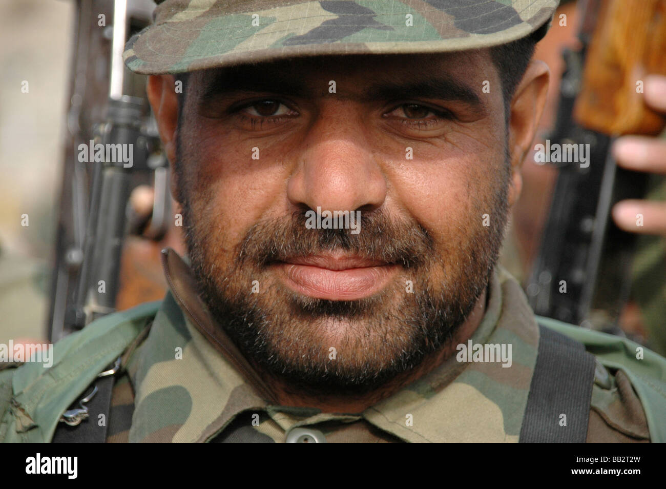 Portrait of an Afghan National Army (ANA) recruit in basic training at the Kabul Military Training Centre, Afghanistan. Stock Photo