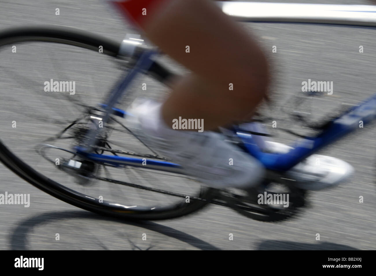 professional bike rider in road street race in city town Stock Photo ...