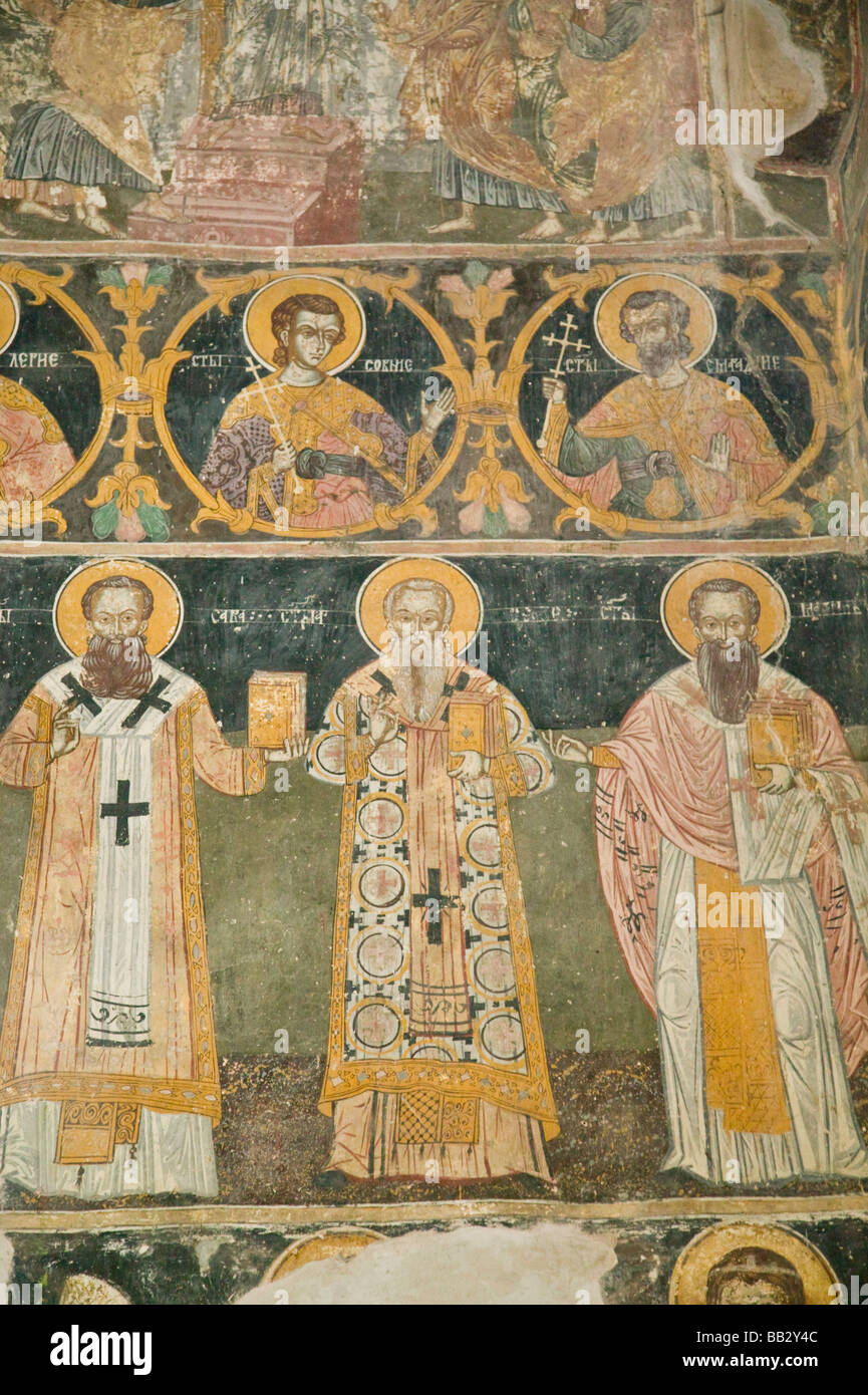 SERBIA, Vojvodina Region, Krusedol Selo. Krusedol Monastery (b.early 1500s)- Interior Frescoes Stock Photo