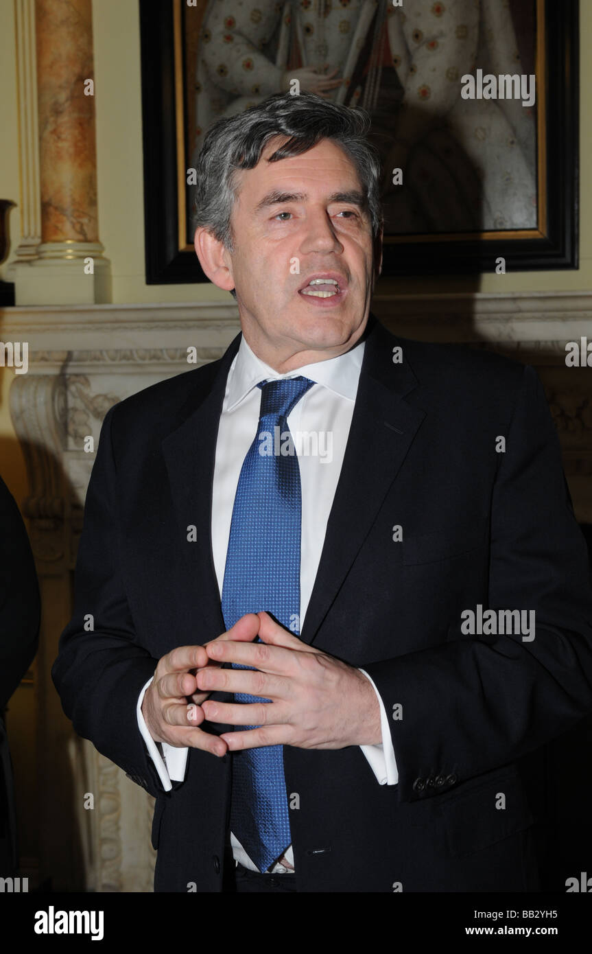 prime minister gordon brown at 10 downing street london Stock Photo