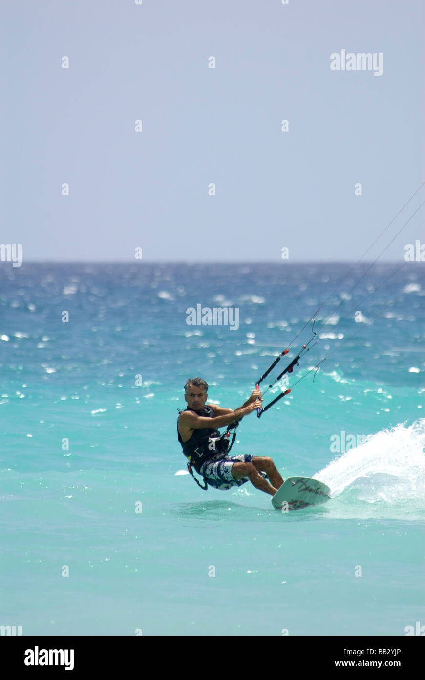 Dominican Republic, Bayahibe, Viva Wyndham Dominicus Beach, Kite Boarding Stock Photo