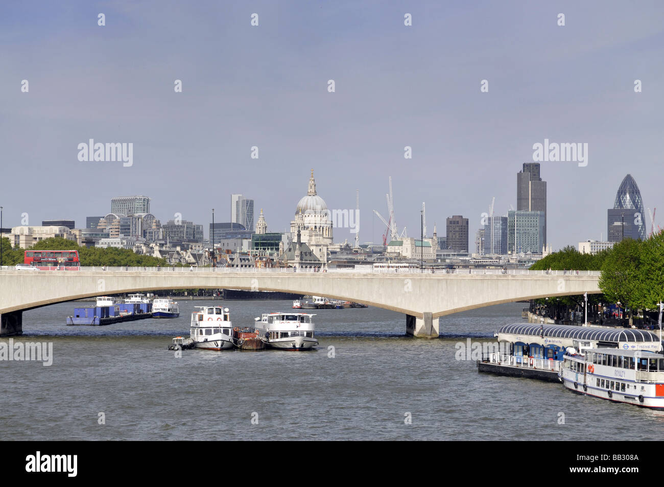 London city skyline from the Thames Stock Photo