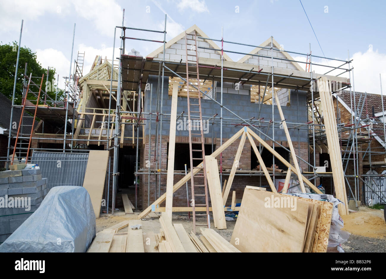 House building UK;  house building construction site, Billericay, Essex, England UK Stock Photo