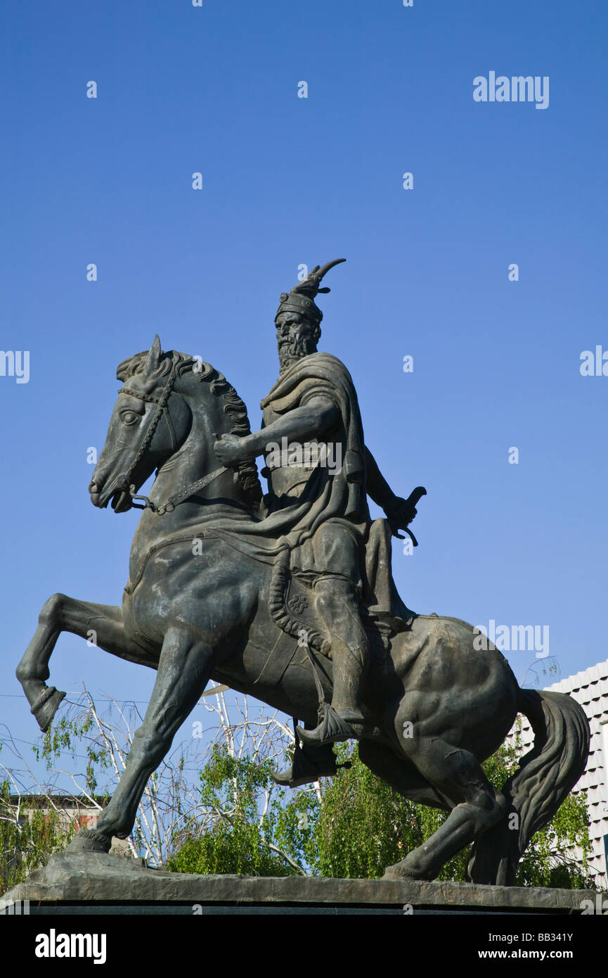 KOSOVO, Prishtina. Statue of SKANDERBEG Albanian National Hero, fought