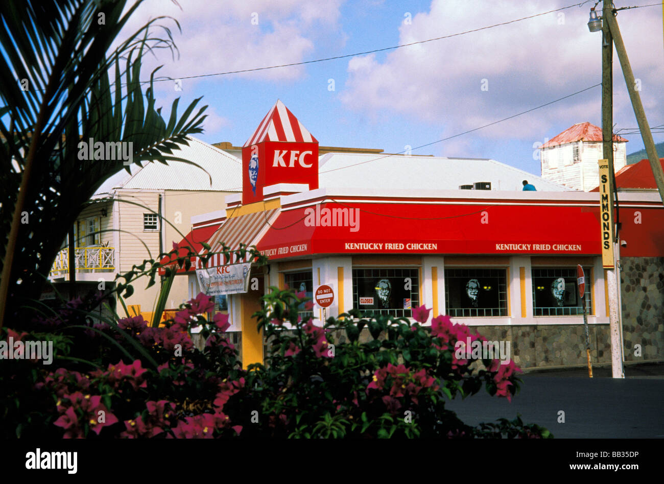 Caribbean, St. Kitts. Kentucky Fried Chicken restaurant Stock Photo
