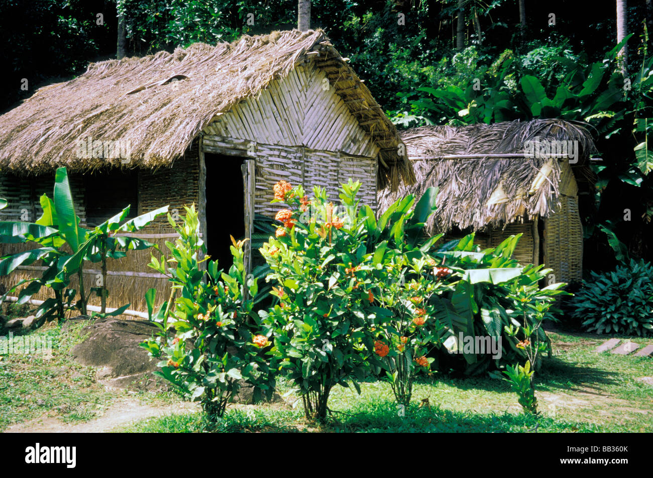 St. Lucia Rural Caribbean, St. Lucia, Soufriere. Traditionaly homes on a plantation ...