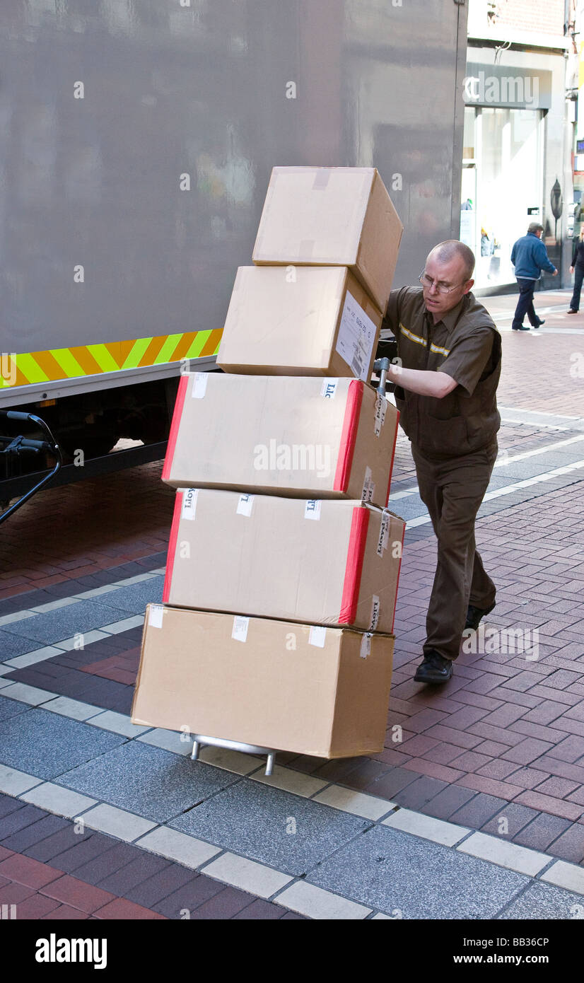 ups courier delivery man van Stock Photo