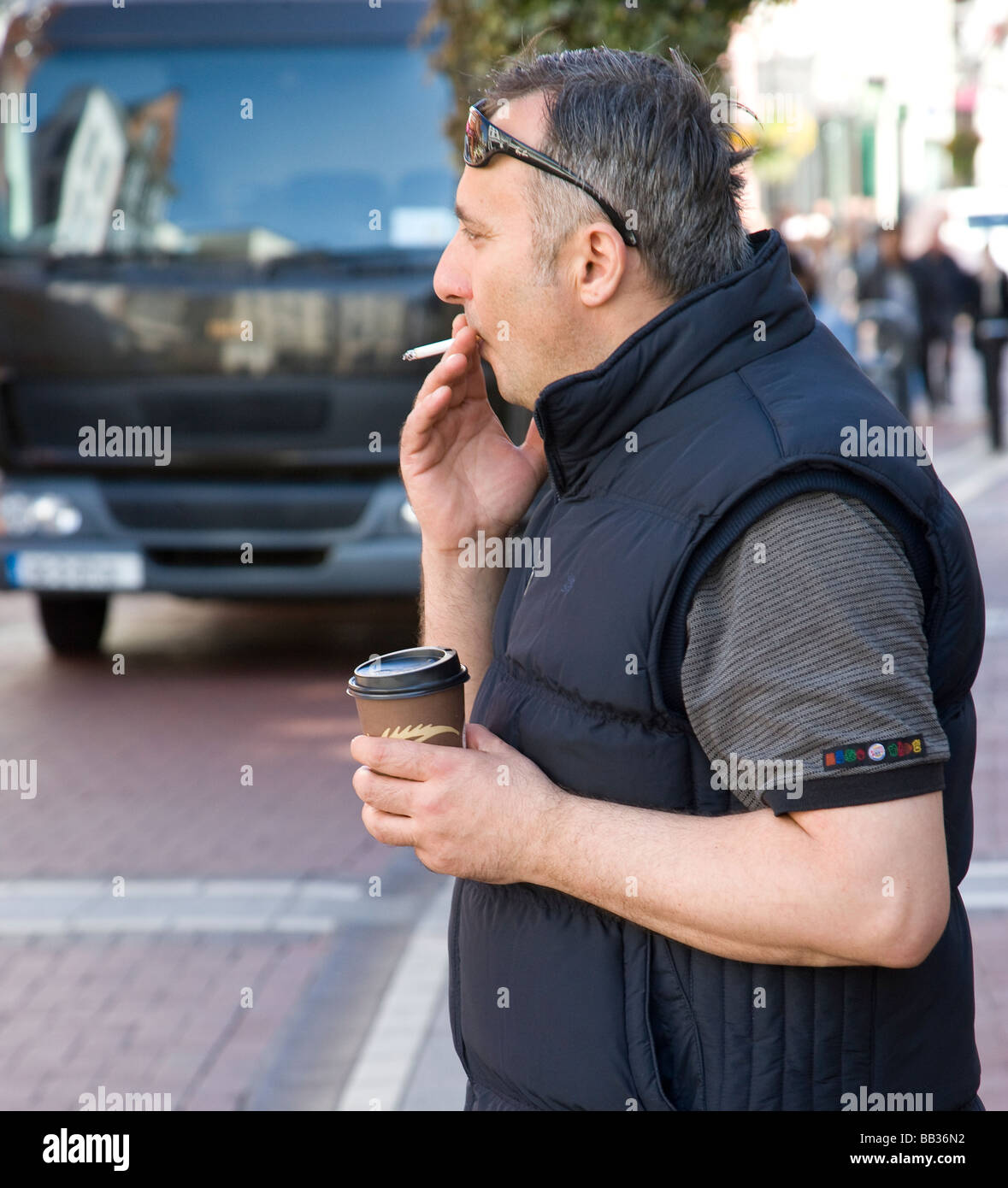 man smoking Stock Photo
