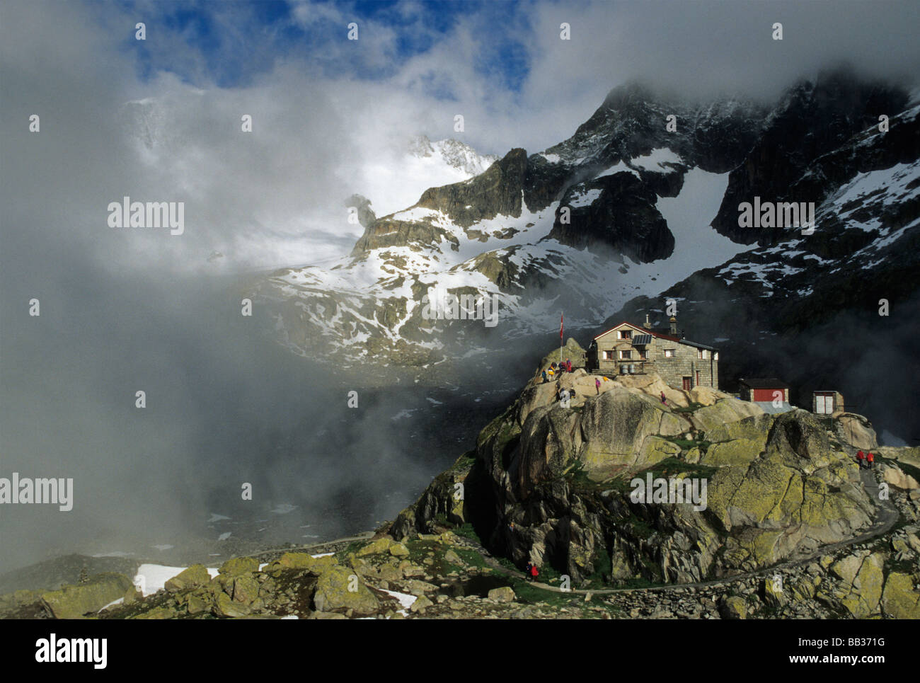 Albert Heim Hut at Winterstock massif in Bernese Alps Uri canton Switzerland Stock Photo