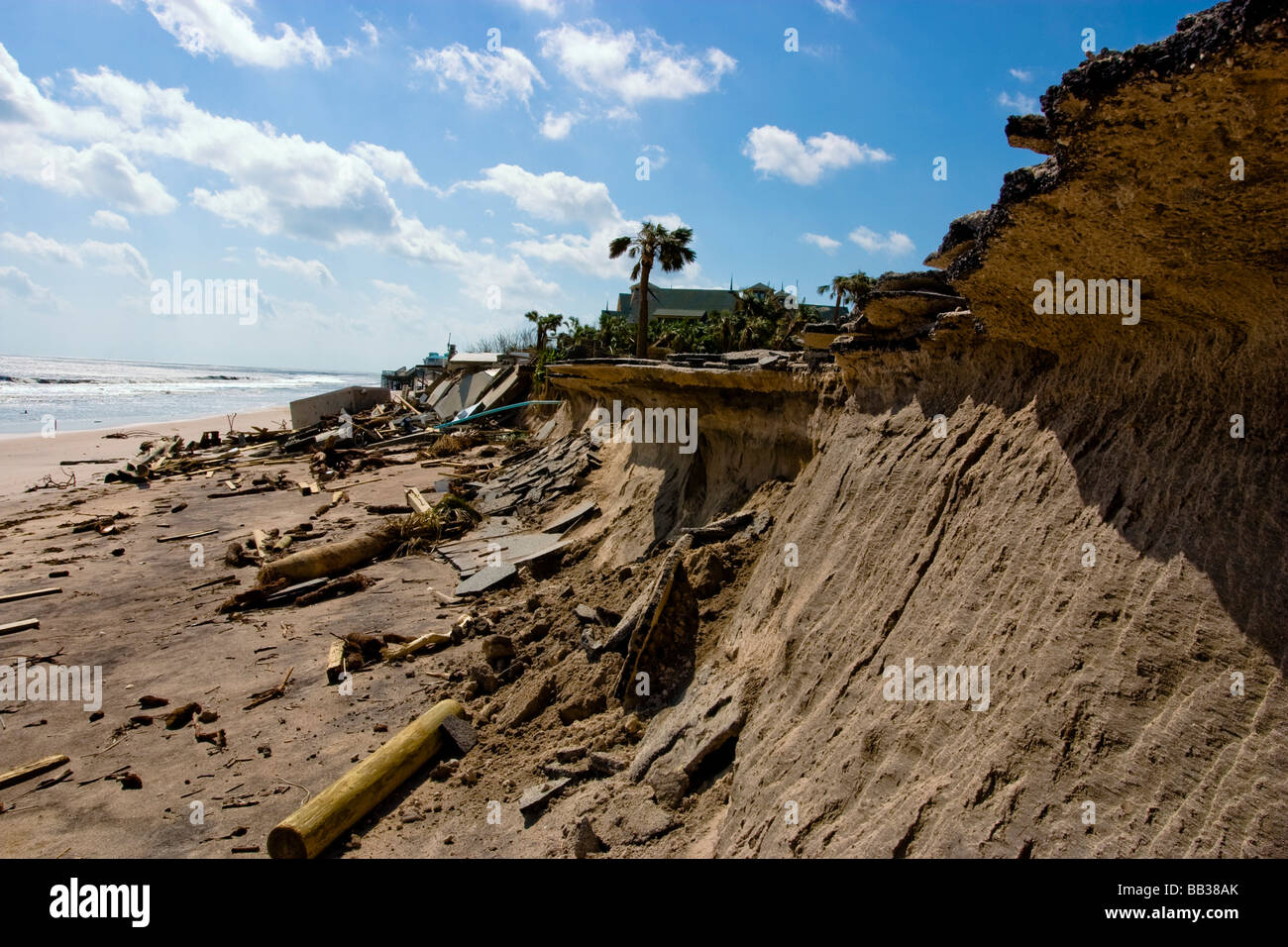 Hurricane Jeane caused enormous erosion along the coast of Vero Beach, Florida in 2004. Here Stock Photo