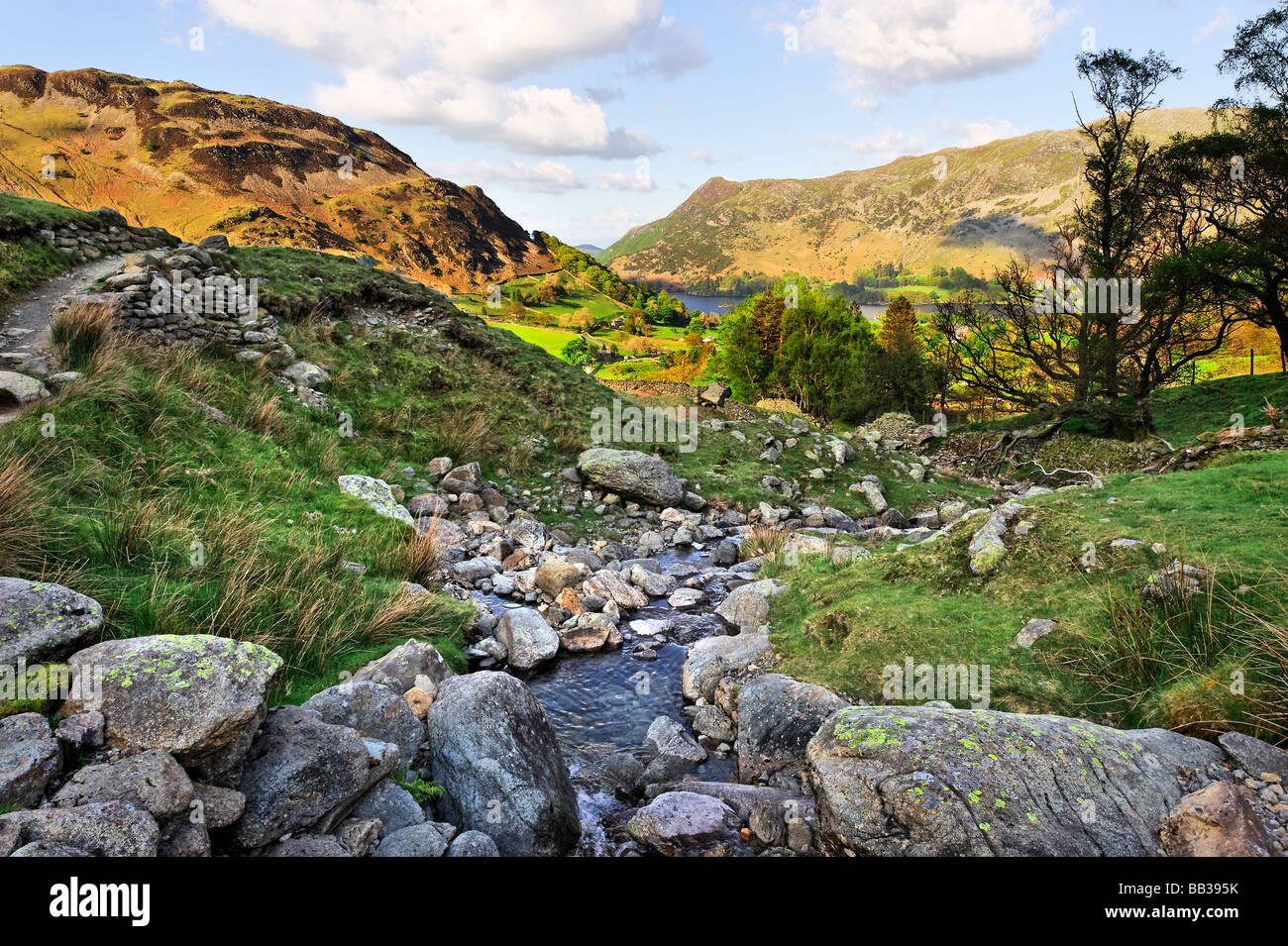 Mires Beck Leading down to the village of Glenridding on Ullswater in Cumbria Stock Photo