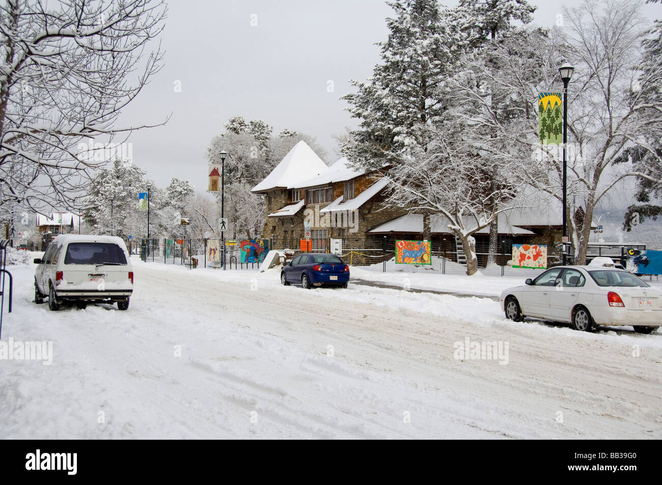 Canada, Alberta, Jasper. Downtown Jasper in the winter Stock Photo