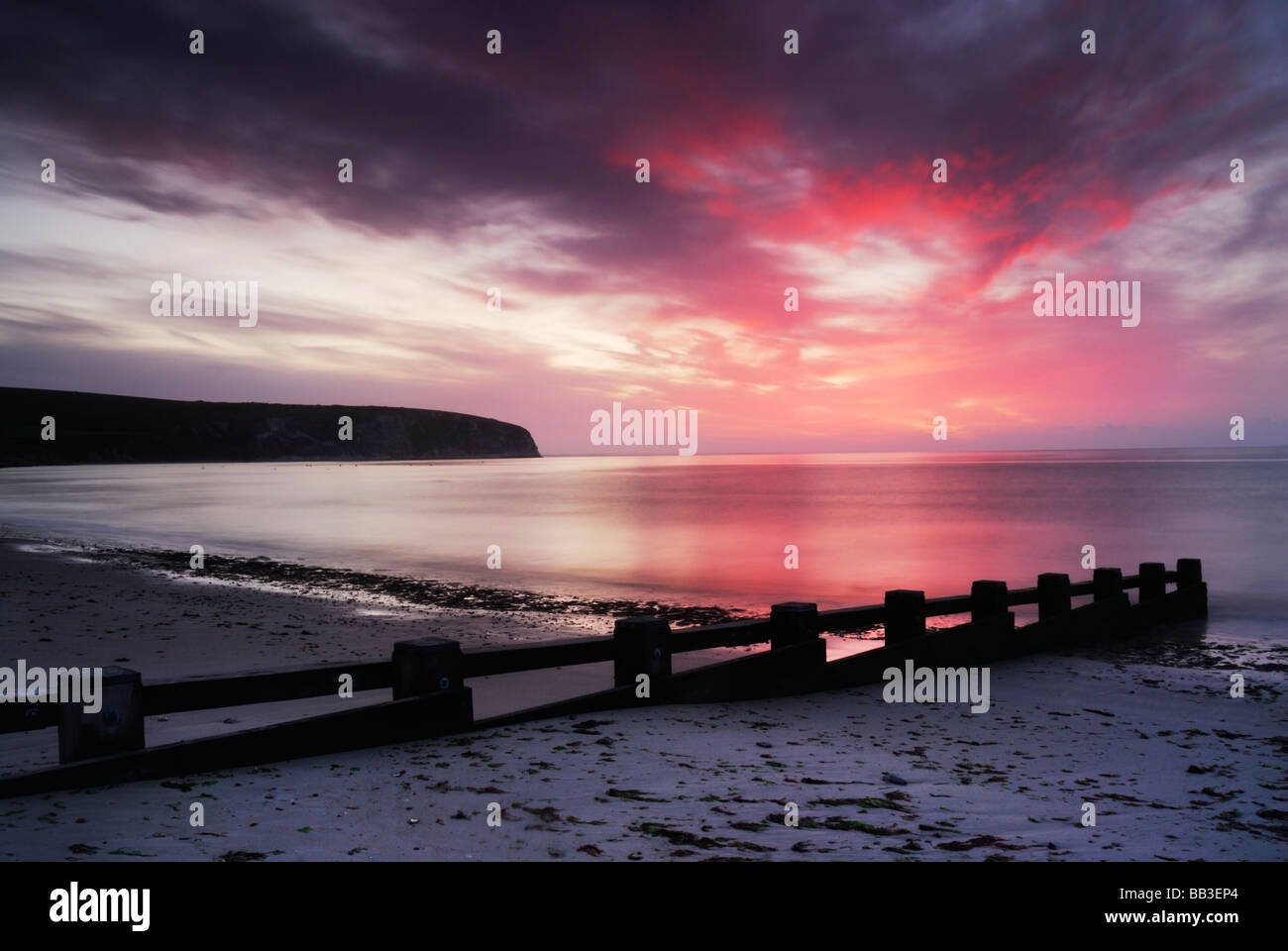 Sunrise over Swanage Bay Swanage dorset England UK Stock Photo