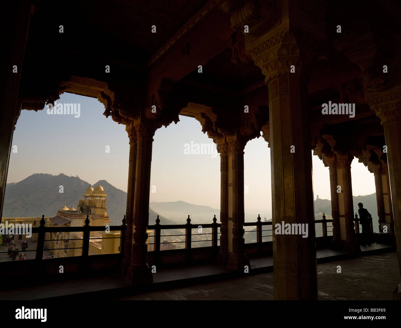 View to mountains from Amber Fort; Amber, Jaipur, Rajasthan, India Stock Photo
