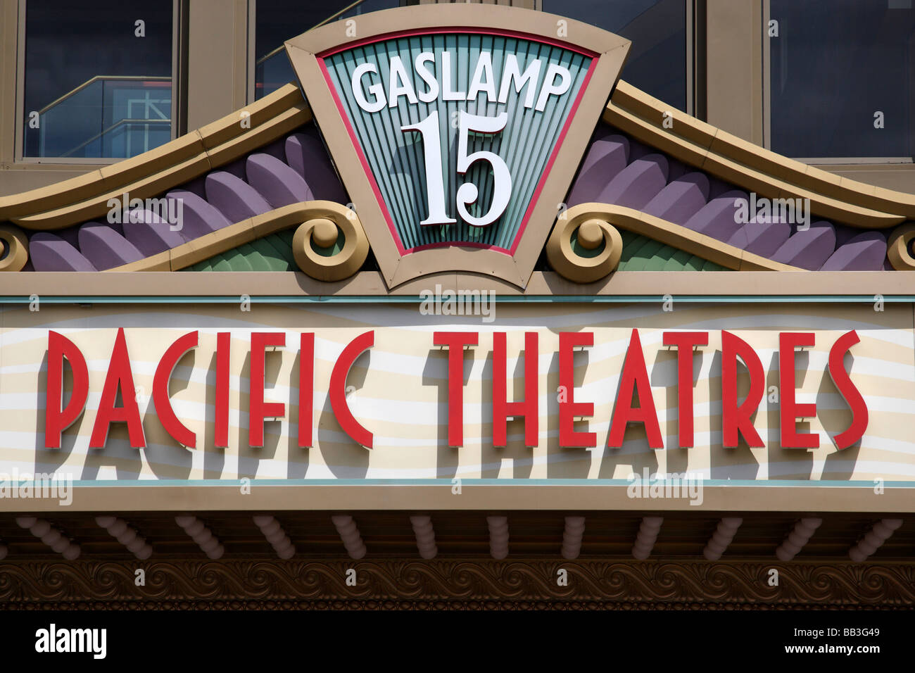 pacific theaters sign on fifth avenue gaslamp quarter san diego california usa Stock Photo