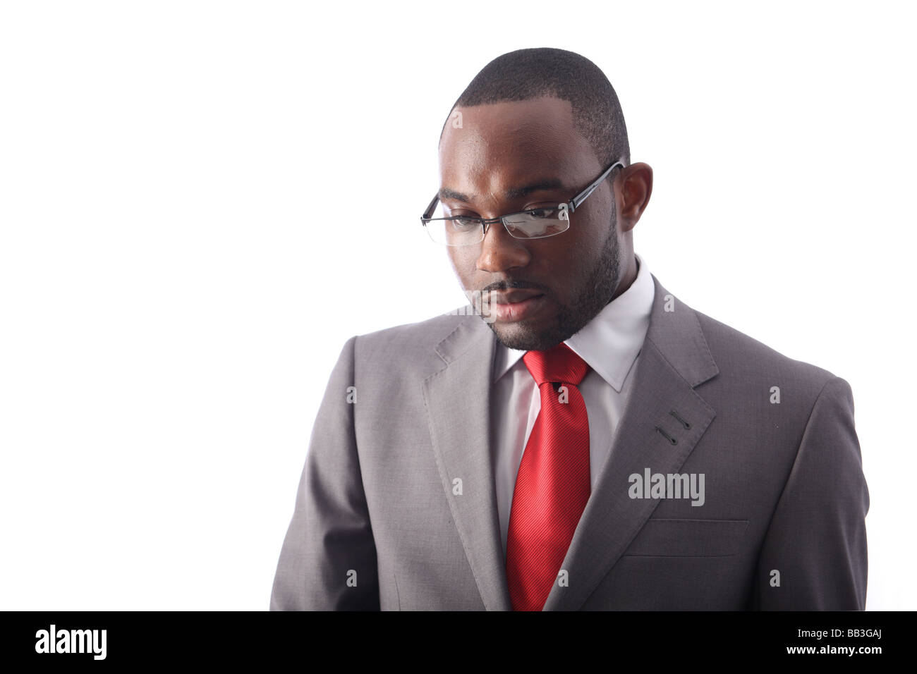 Black Businessman in Grey Suit Stock Photo